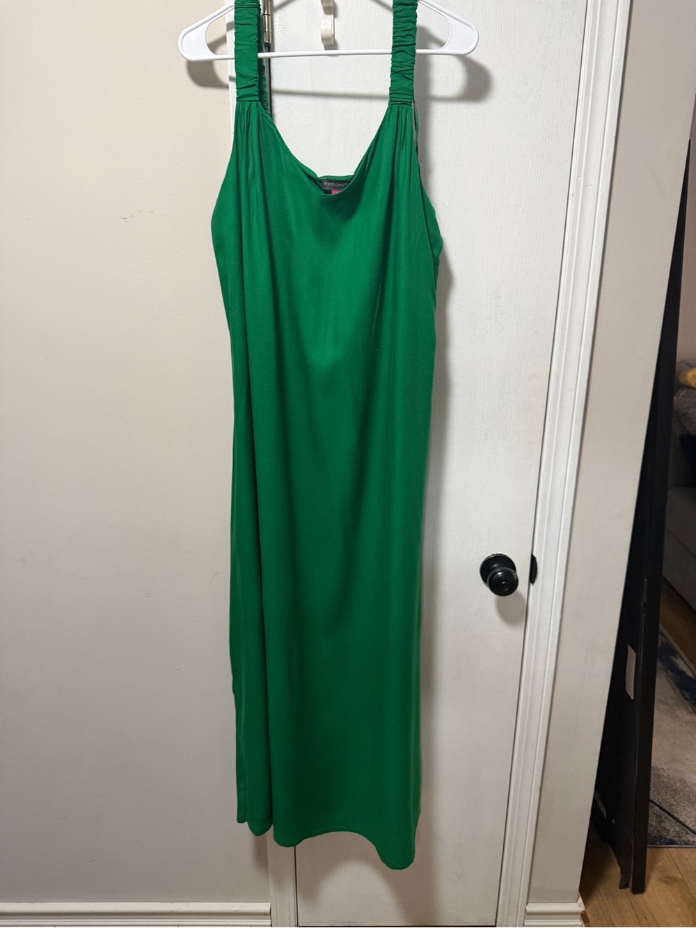 Vince Camuto Emerald Green Maxi Dress with Ruched Straps large NWT